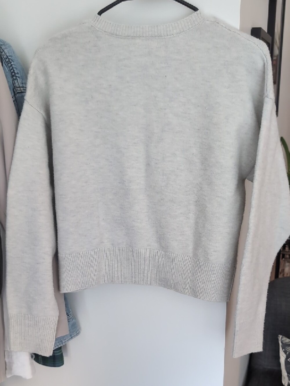 Light Gray Crewneck Button Cardigan Sweater - Women - Picture 2 of 3
